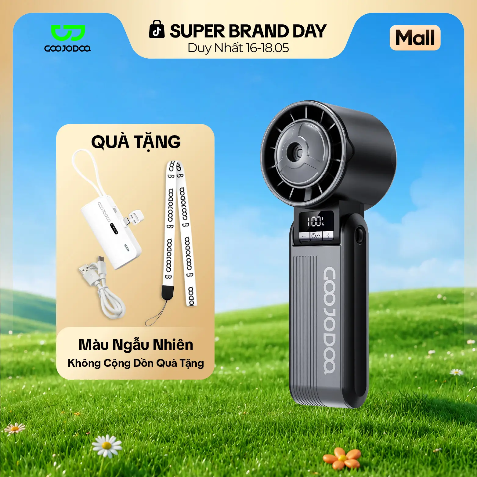 [GOOJODOQ*KOC/KOL] COMBO Quạt cầm tay phun sương tặng sạc dự phòng,luồng gió mạnh,góc gập lên đến 100 độ,100 mức độ gió ,Dây đeo có rảnh tay | BigBuy360 - bigbuy360.vn