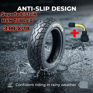 Ban Luar Tubless Sepeda Listrik Outdoor Ukuran 300X10 Anti Slip Bebas Bocor Gratis Pentil