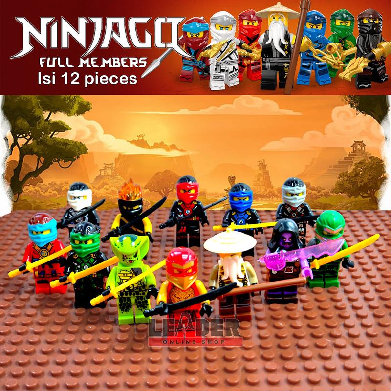 BRICK ACTION FIGURE NINJA SET 12 Pcs + WEAPONS FULL MEMBERS MAINAN ...