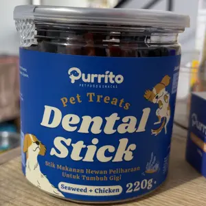 Purrito Stik Gigi Anjing 220g Camilan Sehat Lezat Rasa Ayam dan Rumput Laut