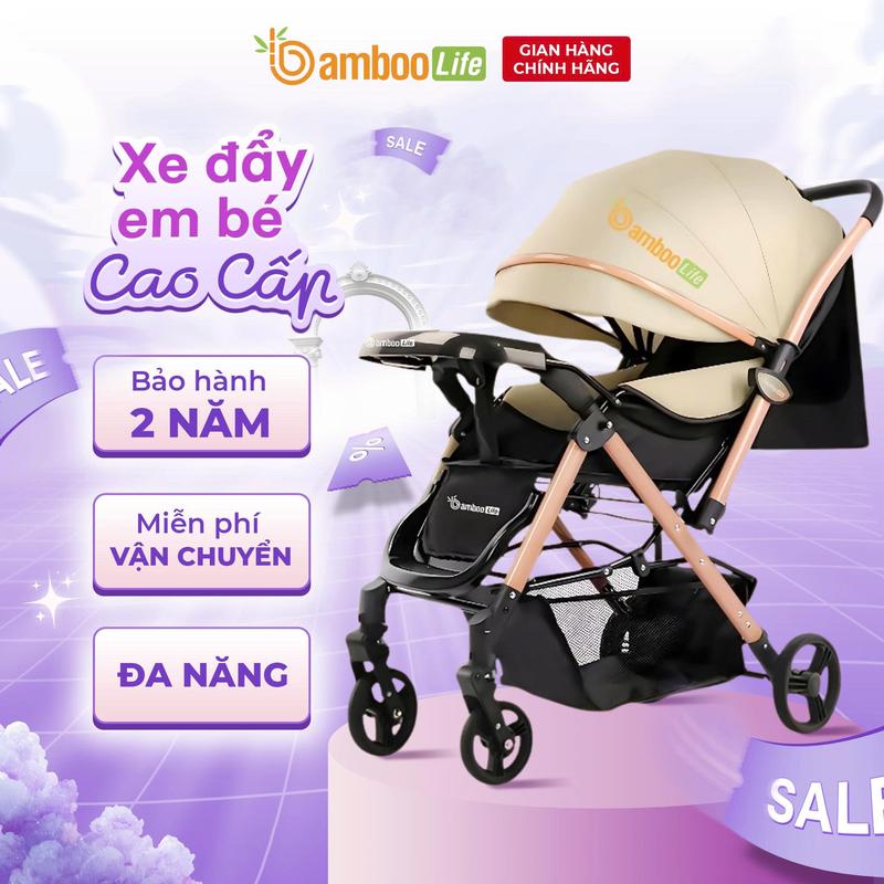 Xe đẩy 2 chiều 3 tư thế cho bé Bamboo Life cao cấp có thể gấp gọn an toàn cho bé đa năng tiện dụng cho mẹ bánh xe cao su, xe đẩy cho trẻ sơ sinh