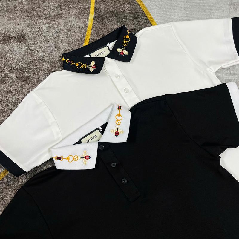Áo thun nam cao cấp thun logo thêu ong phối cổ trắng đen vải mềm mịn chất đẹp Menswear