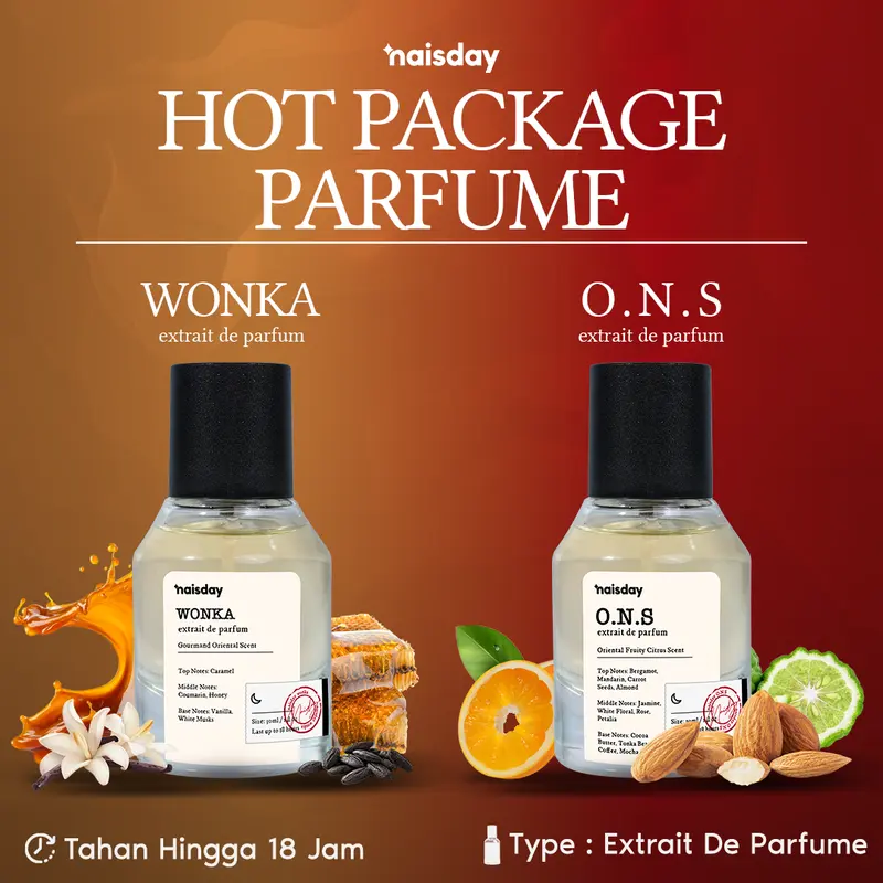 NAISDAY Hot Package Perfume Wonka & Santorini, ONS, Dance Floor, Absolut Extrait De Parfum 30ml Tahan Lama 18 Jam 2