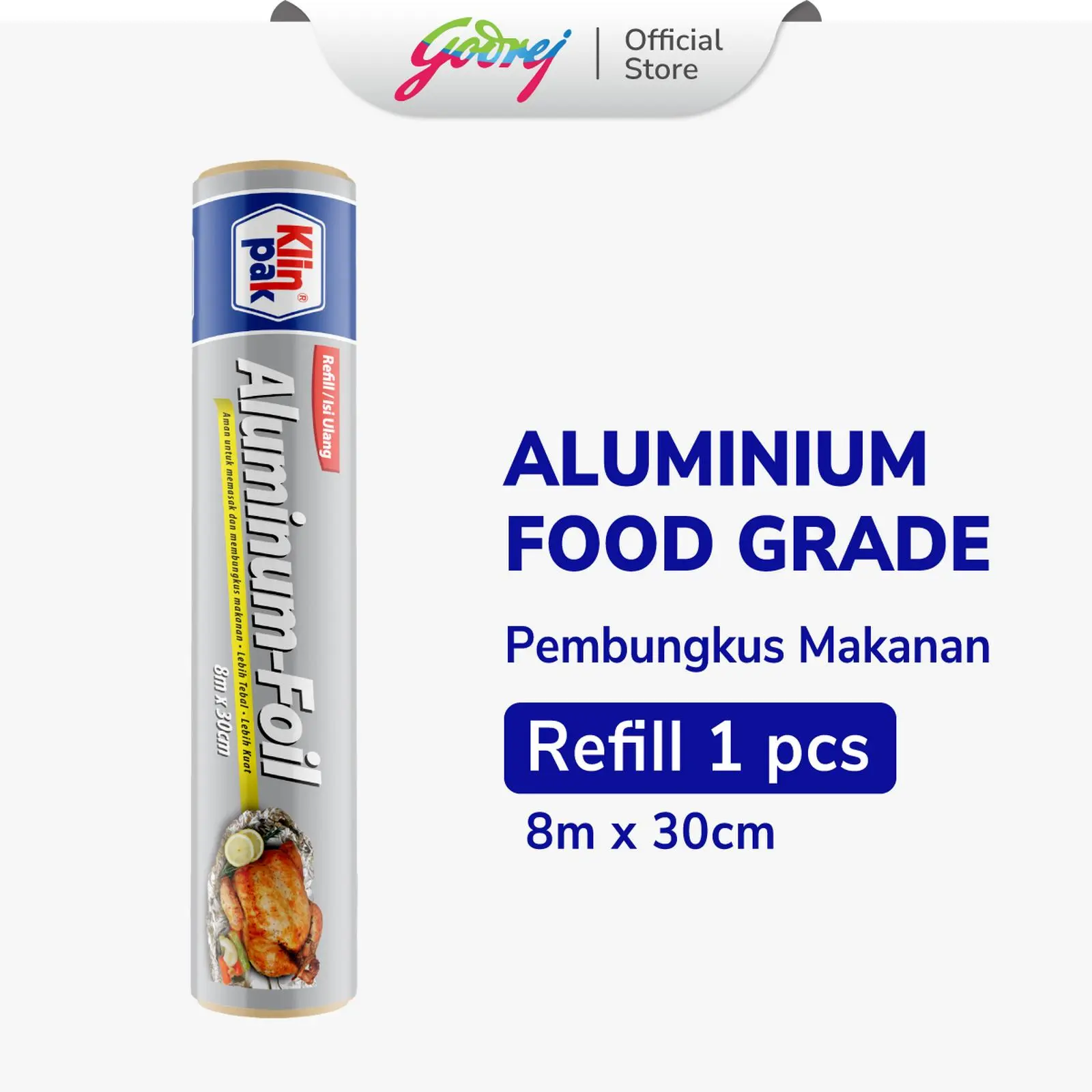 KLINPAK ALUMINIUM FOIL FOOD GRADE PEMBUNGKUS MAKANAN REFILL 8M X 30CM