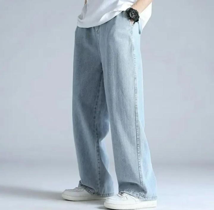 Product Introduction of LMIN099-Celana Panjang Pria Jeans Loose Pants Korean Style Gombrang Warna Biru Bahan Tebal Basic Nyaman Denim Santai Hitam Distro Keren Boyfriend Variasi Oversize Formal Simple Ankle Kancing Stretch kulot pinggang karet Straight Casual Cowok Fit 2