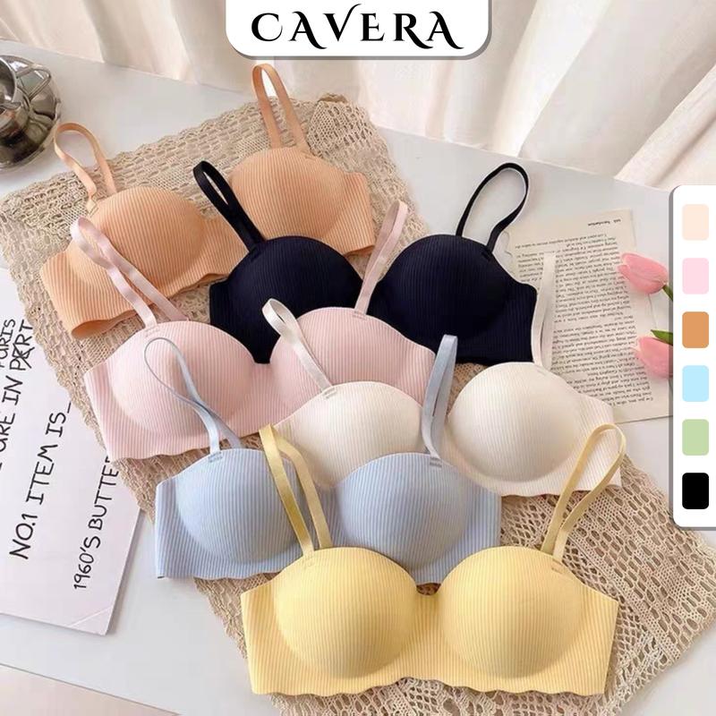 Set 3 Áo ngực su không gọng CAVERA - Top Combo Áo lót nữ Thiết kế họa tiết sọc đứng chìm nhẹ nhàng ở mặt trước áo siu xinh Bra Nhung Women A5277