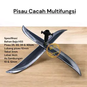 Pisau Cacah Multifungsi Bahan Baja HSS 25 30 35 & 40cm Lubang 10mm Tebal 3mm Lebar 4cm As Sambungan 10 & 12mm