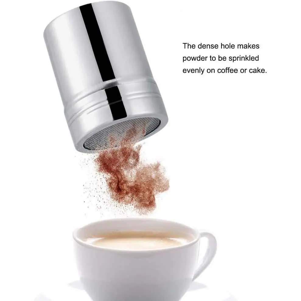 Powder Shaker Chocolate Penabur Bubuk Kopi Coklat Gula dengan Lubang Tebal untuk Penyemprotan Seragam pada Kopi atau Kue