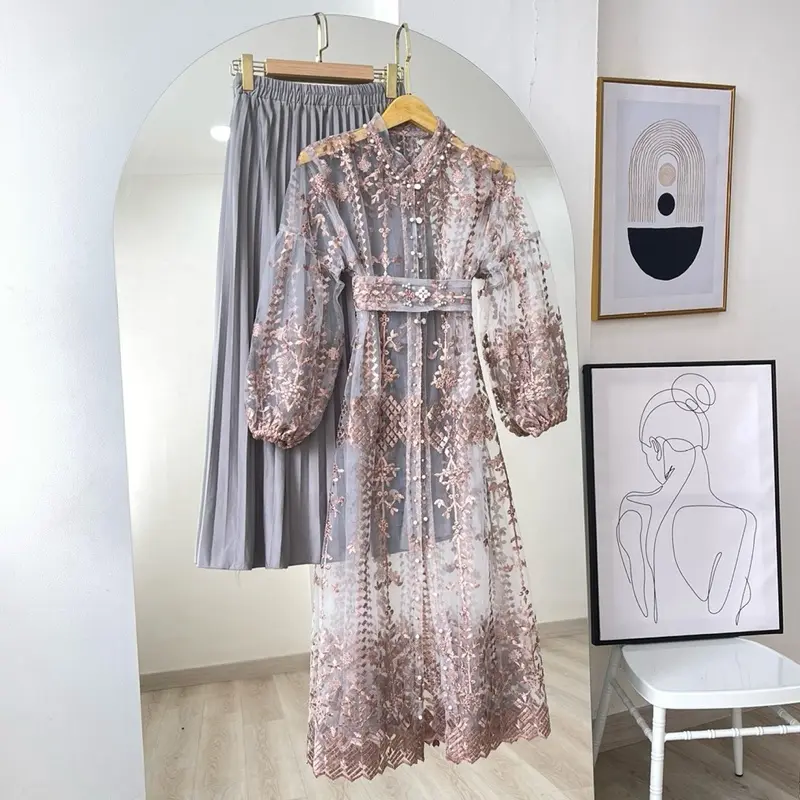 CALAMARY Elnanda Outer Brukat + Rok Plisket ( Setelan Wanita ) 6