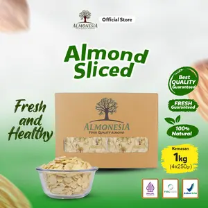 Almonesia - Sliced Almond 1Kg  (4 x 250gr) - (Almond Iris/ kacang almond slice/ Topping Slice Almond)