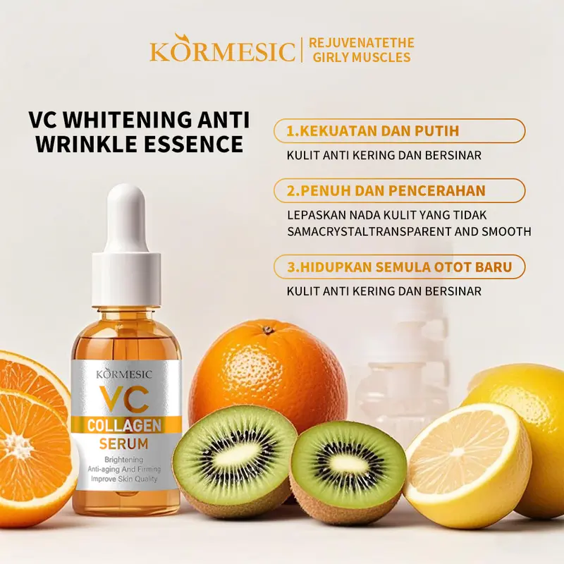 Sama seperti Michelle Ziudith  T1.「Beli 2 Dapat 3」BPOM-KORMESIC Serum Muka dengan Vitamin C + Kolagen untuk Mencerahkan dan Mengurangi Kerutan 30ml - Wajah Memudarkan Kering  Essence Hitam Perawatan Mengencangkan 4