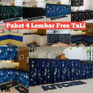 Termurah Paket isi 4 free tali gorden kolong dapur 100 x 70cm