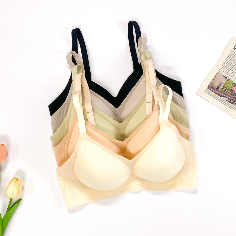 Áo ngực women không gọng vải su lụa cài lưng nhiều màu đủ size AN8273 Bra Tua Rua Nhung áo  lưng su thạch Nhung Tăm 1