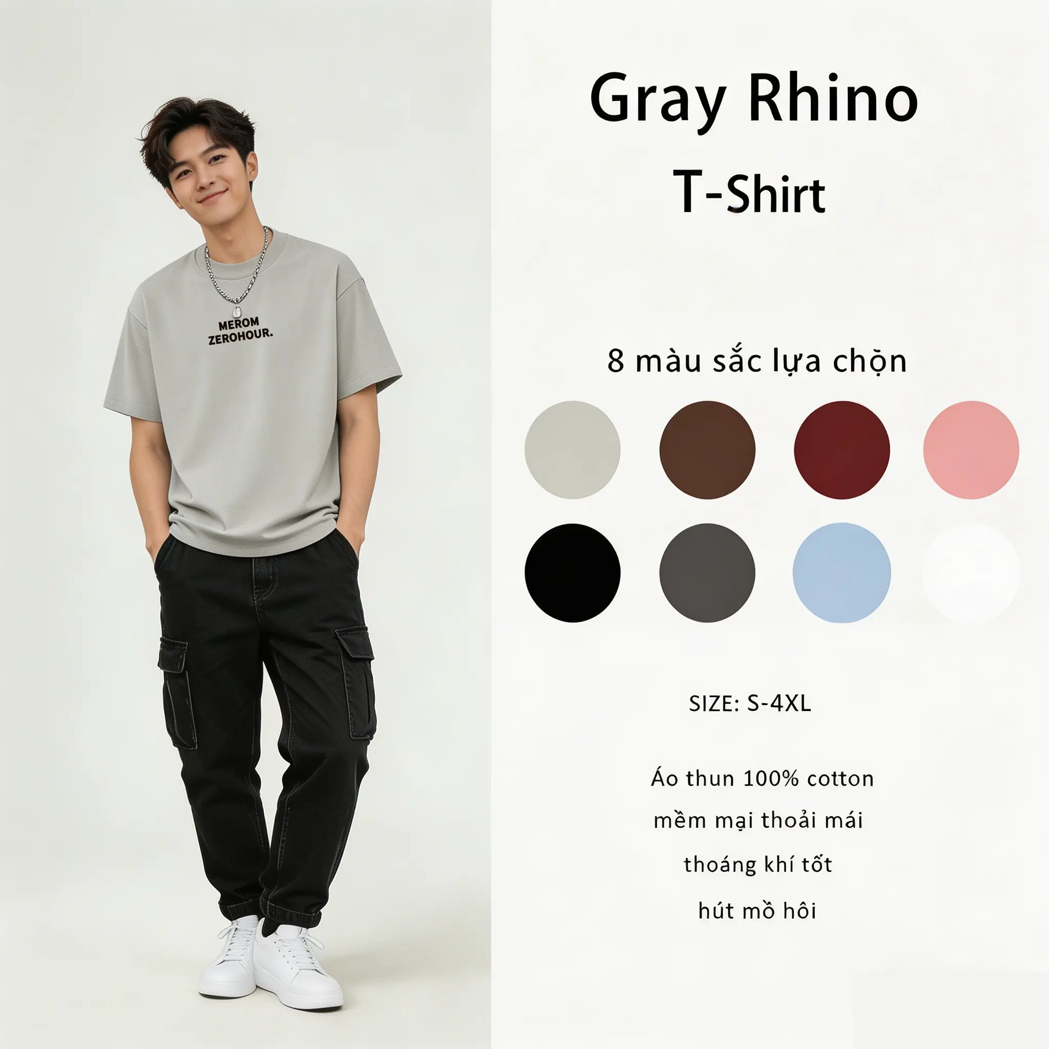 Áo Thun Cotton, Phong Cách Thường Ngày Dễ Phối Đồ Mềm Mại Và Thoải Mái, Chất Liệu Cotton 100% - 1