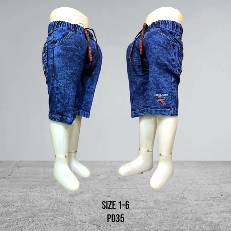 Celana jeans pendek anak laki-laki usia 1-5 tahun celana jeans pendek PD18 Motif Bordir Fashion Bayi 2