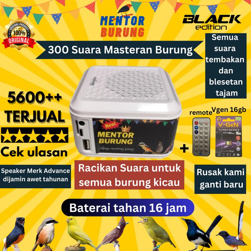 [COD] Mp3 Burung Speaker Khusus Pemasteran Burung Lomba Paling Gacor Murai Pleci Love Bird Falk Kenari Parkit Jalak Cucak Rowo Bass Jam Black 0
