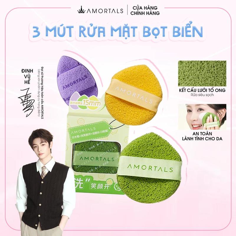 《Amortals Vietnam》Bông Mút Rửa Mặt Bọt Biển AMORTALS Chính hãng Có Nhiều Phân…