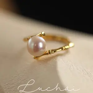 (Bebas beli 2 dapat bonus) C30 COD Cincin mutiara putih bambu original wanita Korea anti karat anti luntur