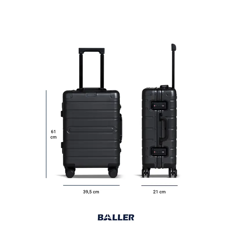 BALLER Koper Aluminium Carry On 20 inch Grey - Koper Kabin Kecil Travelling Dual TSA Lock 1
