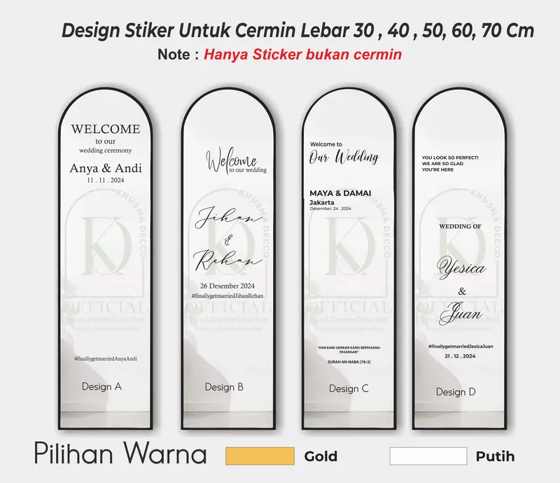 Khusma Decco Stiker Cermin Wedding Engagement Dekorasi Hanya Stiker 0
