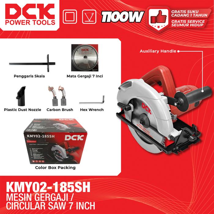 Gambar DCK Mesin Gergaji Potong Kayu 185 mm / Mesin Circular Saw 7" / Mesin Sirkel 1100 Watt 7 Inch / Gergaji Sirkel KMY02-185SH dari DCK Power Tools Indonesia Kota Administrasi Jakarta Barat Tokopedia