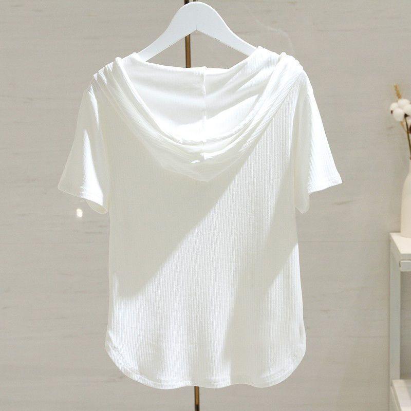 Product Introduction of Áo Thun Dây Rút Có Mũ Trùm Đầu, Màu Trơn Ngắn Tay, Thời Trang Mới Mùa Hè, Dành Cho Phụ Nữ, Thường Ngày Và Dáng Rộng Rãi, Bó Sát, Áo Sơ Mi Lớp Cơ Sở, Hàng Mới Về Top Women Shirt Cổ Tròn 15