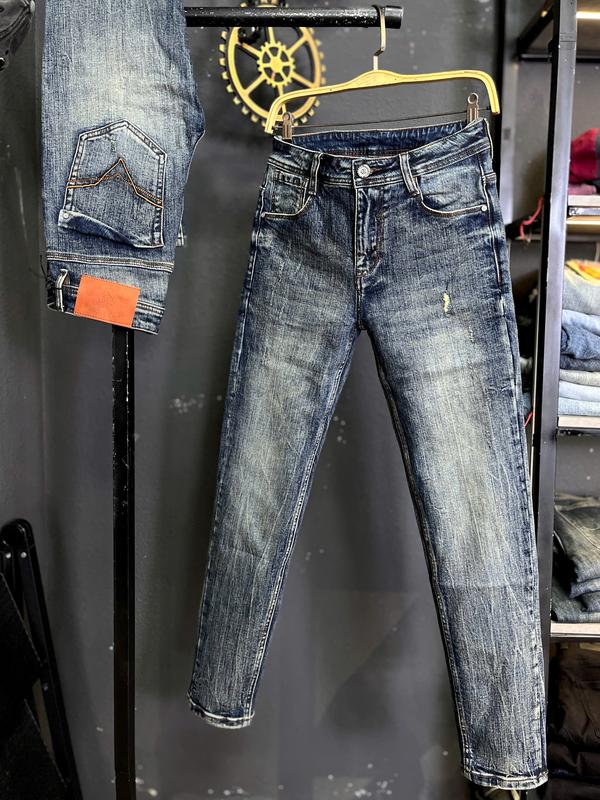   2 Phiên Bản Quần Jeans THREE CLTN JD770- TD770  Quần Jean Nam Dài Màu Xanh Đậm Was RETRO Loang Túi Đánh Chỉ Cam Mẫu 2024 & 2025. Menswear Pants J3804 J3920 