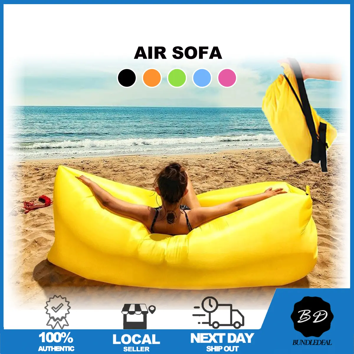 [SG] Air Sofa/ Inflatable Beach Bed/ Foldable Beach Bed/ Portable Camping Bed Chair/ Light-weight No Pump Required