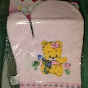 Waslap Jari Dan Kotak OKIYO l Waslap Bayi Newborn  l Handuk Tangan Mandi Bayi Biru Pink Kuning Putih