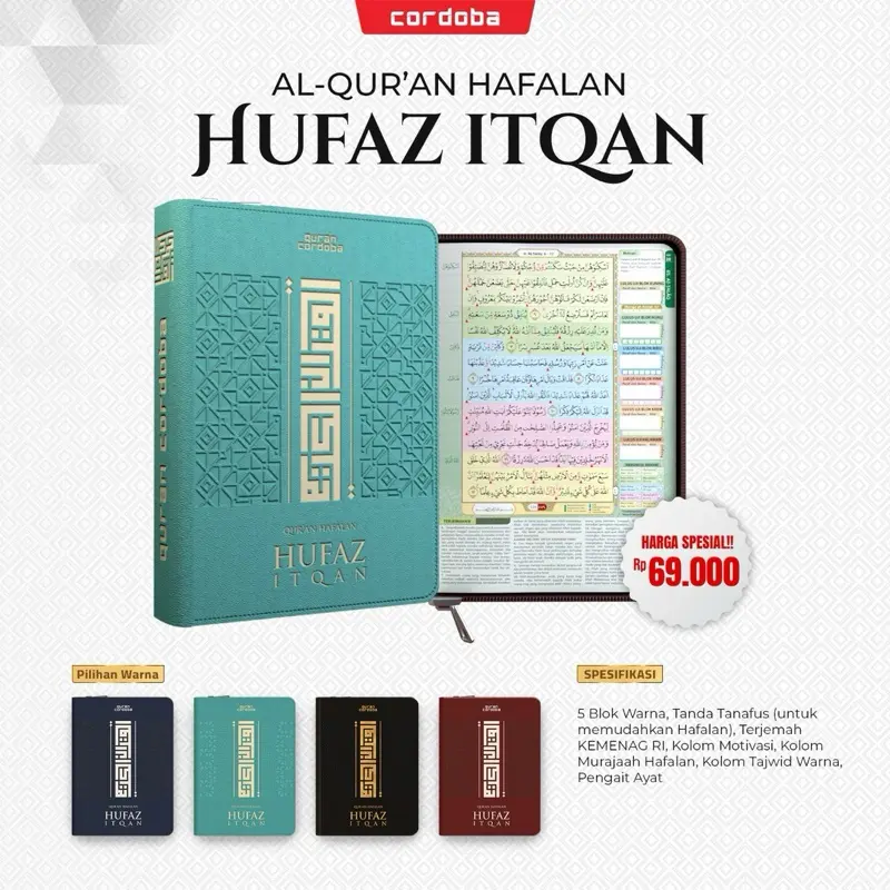 Alquran Resleting A6 AL HUFAZ Hafalan Terjemah Tajwid Warna Cordoba Mushaf