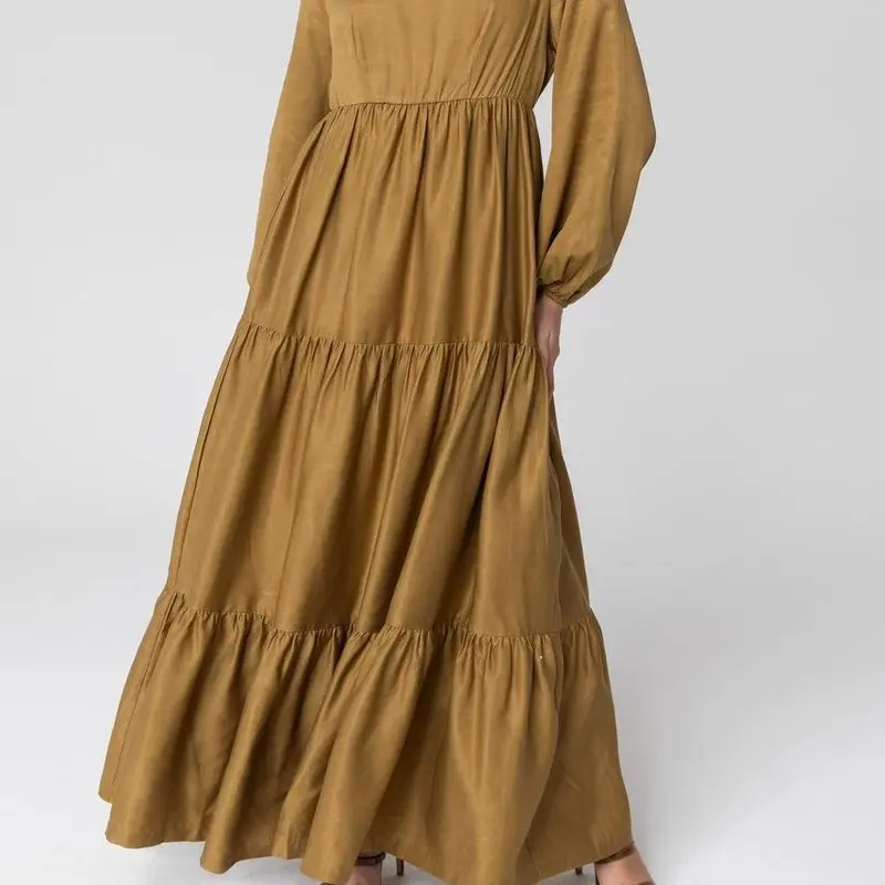 Baju muslim wanita drees 3 dara/susun katun linen rayon twill premium Nyaman Dress 7