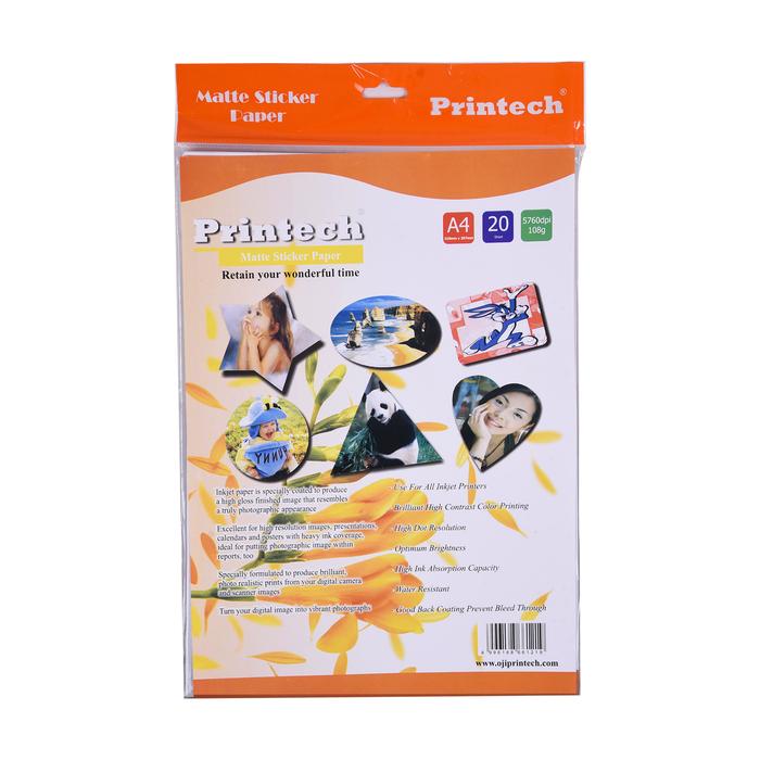Gambar PRINTECH Photo Paper Matte Sticker Paper A4 108g - 02016 - 02016 dari printech Kota Administrasi Jakarta Utara 4 Tokopedia