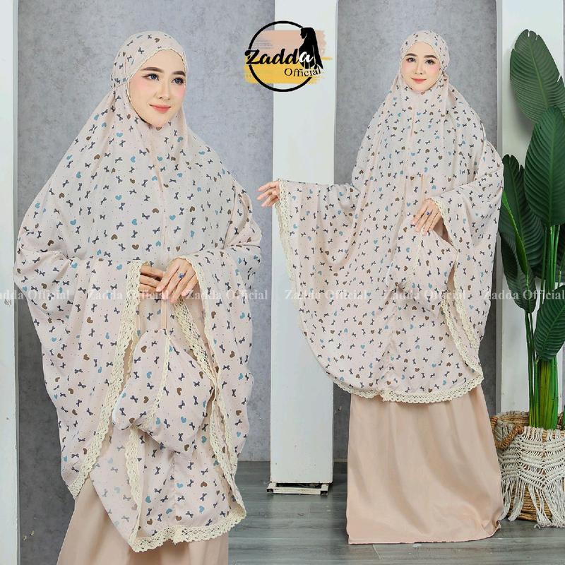 Mukena Dewasa Rayon Premium Motif Pita Size Jumbo Adem Lembut Nyaman - Muslim Katun 1