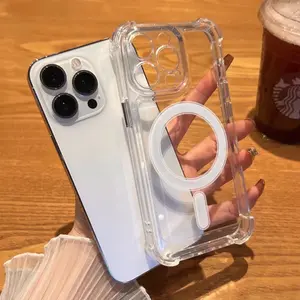 ￼Case Magsafe Airbag Acrylic Anti Shock-proof Pro Camera IP X XR XS MAX 11 12 13 14 15 16 17 PRO MAX 14+ 15+ 16+ PLUS Anti Crack Hard / Soft Case Bening