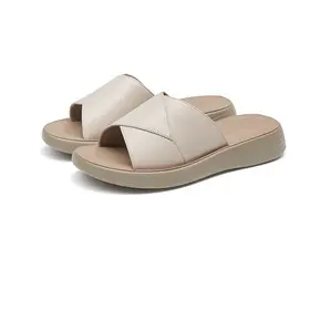 Sandal Slop Wanita Terbaru Kulit Sintetis Elegan Tahan Lama Sol Karet Anti Licin Nyaman Ukuran 37-40 Shoes Sendal Karet Selop Cewek