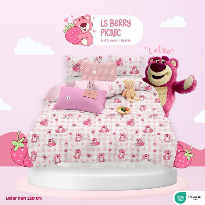 Sprei Gania Katun Lokal Adem Motif Lotso Bantal Guling Sarung 0
