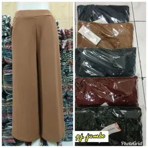 Kulot crepe polos panjang wanita murah/jumbo ukuran xxl Celana Karet Lembut Melar Basic