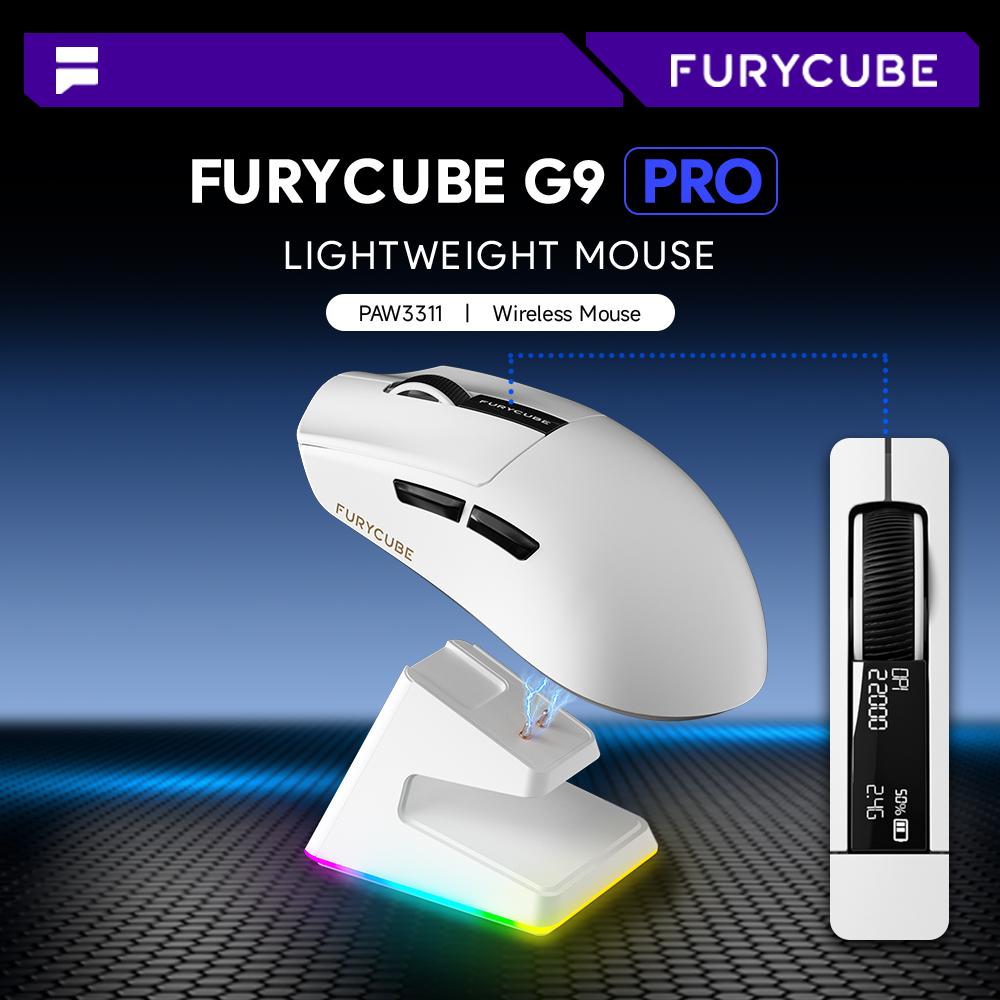 FURYCUBE G9/G9PRO เมาส์น้ำหนักเบา เม้าส์คอมพิวเตอร์ Esports Grade PAW 3311 8k 3 mode (type-c/2.4G/Bl
