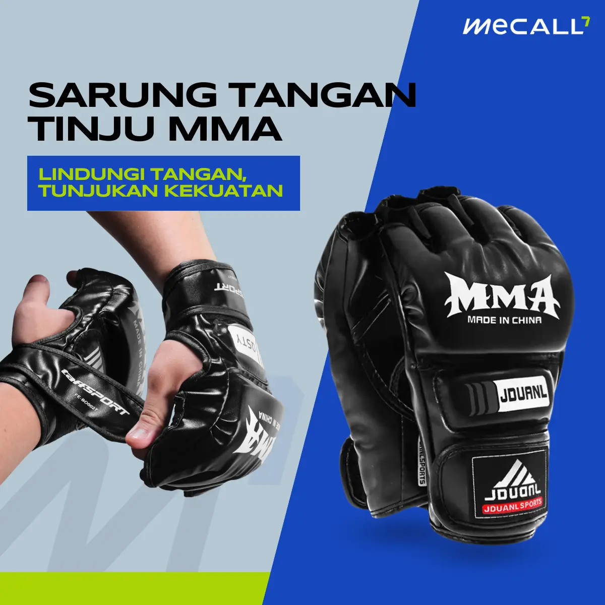 Mecall7 Sarung Tangan Tinju Half Finger MMA UFC Boxing Leather Glove