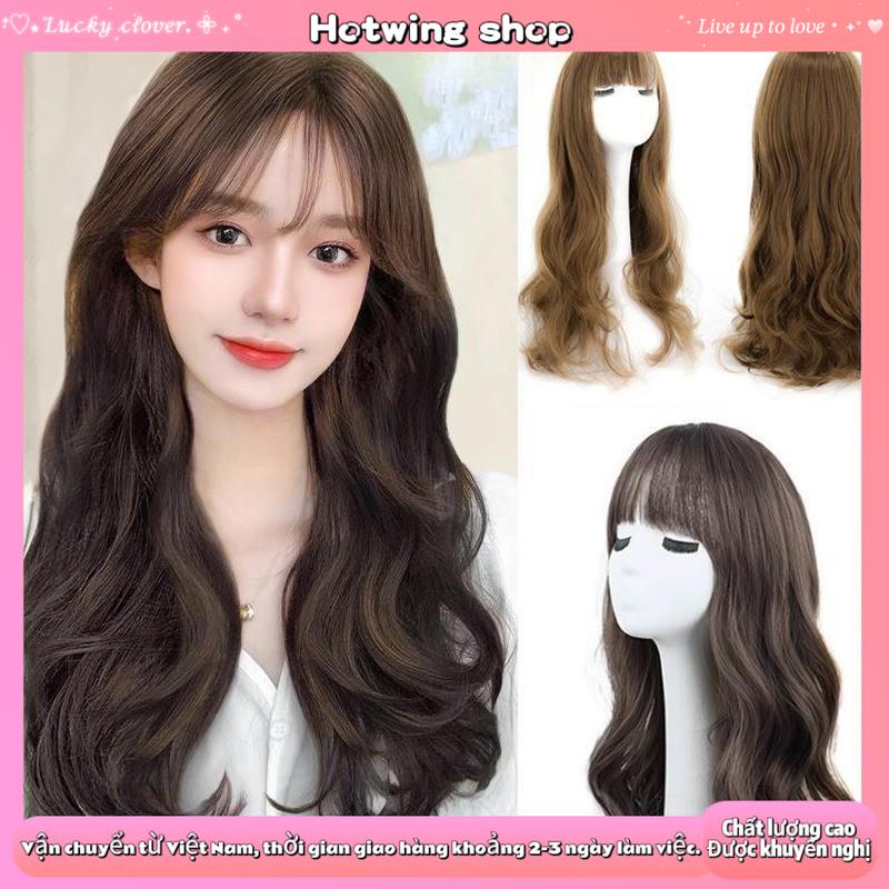 Tóc Giả Bồng Bềnh Thời Trang HOTWING Dài 68cm Tóc Mái Bằng Không Khí Xoăn Dành Cho Nữ Kẹp Tóc Mũ Đội Đầu Đầy Đủ Sóng Sâu Nhanh Gửi Hàng