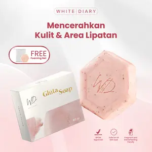 White Diary Gluta Soap - Sabun Pencerah Kulit & Area Lipatan | Glutathione, Alpha Arbutin, Kojic Acid