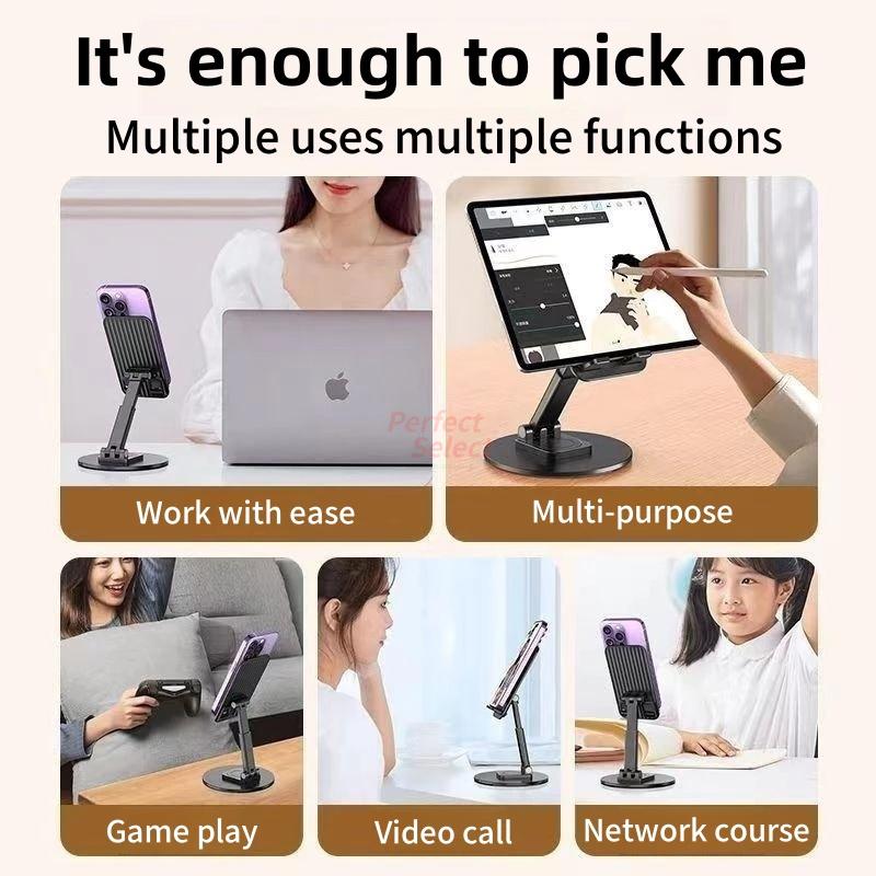 Product Introduction of 360° Adjustable All Metal Phone Holder for Desktop and Tablet, Handphone Stand  Silicone Smartphone Protection 26