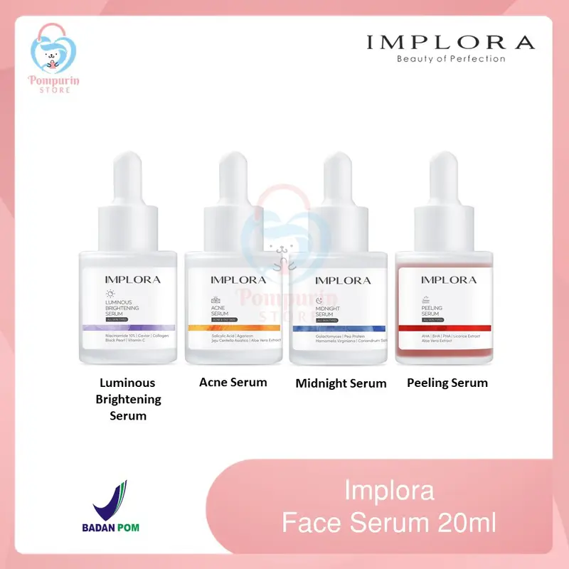 IMPLORA FACE SERUM LUMINOUS BRIGHT SERUM ACNE PEELING MIDNIGHT SERUM WAJAH IMPLORA 1