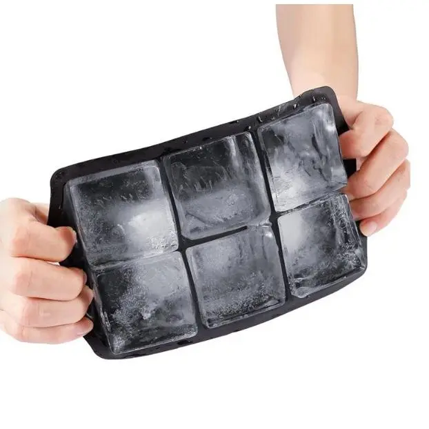(FOREVER PREMIUM)Silicone Grid Ice Cube Tray Ice Cubes Maker Cocktail Ice Box Multipurpose Silicone Tray Ice 6 Grid Kitchen Utensils