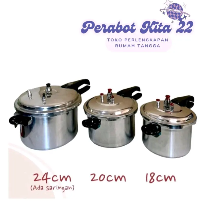Panci Presto New Viva Pressure Cooker / 18cm / 20 cm / 24 cm / Panci Pelunak Tulang / Stainles Steel Bahan Kuat / Panci Presto New Viva 0
