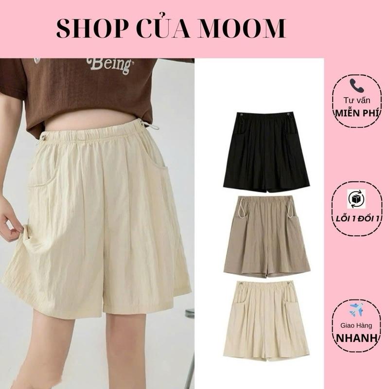 Nhà Moom Quần Đùi Bầu Dây Rút Eo tiện lợi cho Mẹ Bầu mặc Trước và Sau Sinh Mùa Hè chất Mềm Mát