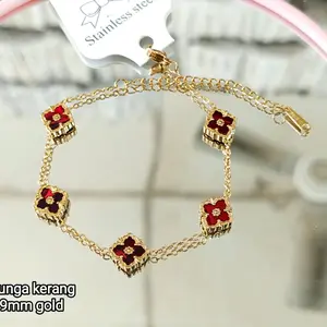 Gelang Titanium Wanita Terbaru Gelang Bunga Kerang Viral Terlaris Anti Karat Bracelets