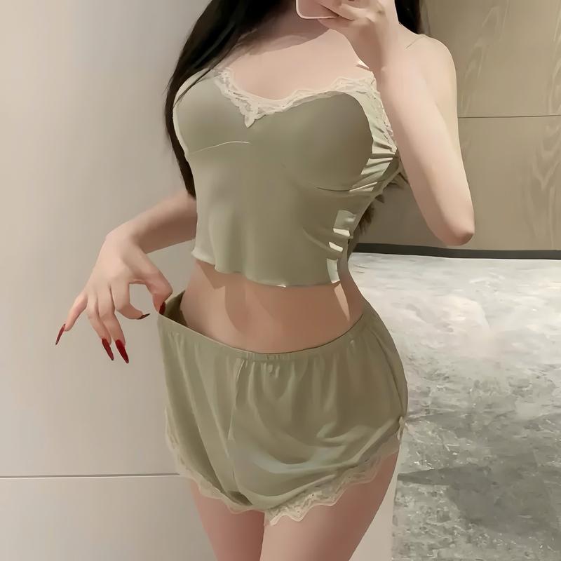  25117- XẢ HÀNG  Set Bộ 2 Chi Tiết Chất Liệu Thun Dáng Croptop Ngắn 