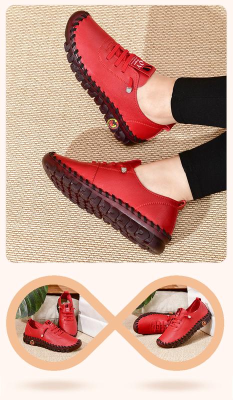 Product Introduction of Sneakers Women Shoes Leather Loafers Shoes for Women Comfortable Slip on Shoes Hand Sewing Thread Mom Shoes 25