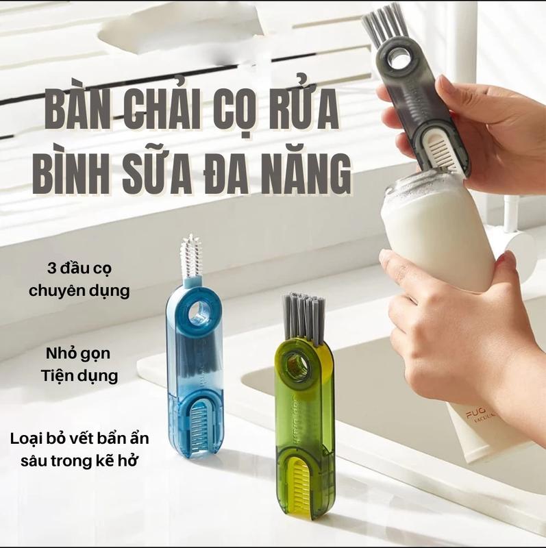  Bàn Chải Cọ Rửa Bình Nước Vệ Sinh Ly Cốc Bộ Cọ Vệ Sinh Đa Năng 3in1 Tiện Lợi Với 3 Đầu Cọ Chuyên Dụng Nhỏ Gọn Loại Bỏ Vết Bẩn Sâu Trong Kẽ Hở 